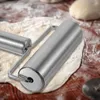 Bakning verktyg rostfritt stål rullande stift robust silver dubbel slutad pinne präglat rullmjöl