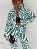 Cross Border Edition Street Trendy Print Byxa Set Long Sleeve Full Screen Off Shoulder Shirt 240514