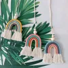 Dekorative Figuren nordische Makrame Regenbogen Wanddekoration für Mädchen Schlafzimmer Kindergarten Baby Kinder Zimmer Wandteppich gewebter Quasten Hängende Origination