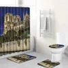 Bath Mats Notre Dame De Paris Printed Shower Curtains Set Polyester Bathroom Curtain 180x180cm With Mat