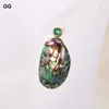 Pendientes colgantes G-G Natural Abalone Freeform Freeform Cubic Zirconia Pave Stud Vintage Vintage For Women