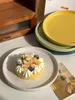 Plates South Korea Simple 4-color Ink Splash Ceramic Western Steak Plate Retro Niche Restaurant Cake Dessert Home Use