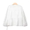 Ubranie etniczne Birdtree chiński styl ukośna koronkowa bluzka 2024 Spring Real Silk Crown Le Crepe Expossed Jacquard Shirt T3D829QC