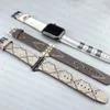 Designer Strap Band Apple Watch Band para Apple Watch Ultra Series 9 8 7 6 5 SE 49mm 40 41 45mm 44mm 38mm de couro de metal milanês Bandas de ventilação magnética