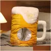 Chapeaux de fête créatifs japonais drôle tasse jaune bière p chapeau jouet dessin anoon fl cape-casseur costume costume po accessoires 231220 gouttes livraison h dhqkf