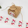 Enveloppe cadeau 24 / 48pcs Christmas Kraft Paper Wave Box Candy Box Sweet Favor Emballage avec corde Sticker Merry Party Supply