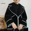 Vestes pour femmes hiver élégant lanxirui fur furs femmes manteaux trench noir blanc femme chaude femelle fausse en daim