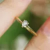 Pierścienie klastra Spring Qiaoer 18K Gold Plaked 925 Srebrny Woda Drop High Carbon Diamond For Women Bawling Fine Jewelry Gift