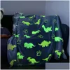 Blankets Dinosaur Luminous Blanket Childrens Birthday Bedroom Mermaid Butterfly Toy Soft Comfortable Magic Gift 230824 Drop Delivery Dhdcy