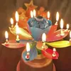 5pcs bougies musicales florais fleur créative d'anniversaire rotatif Candle LED Festive Electric Visual Effet Solid Paraffin Unique Singing Bandles