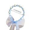 Haarzubehör Korean Perle Bow Ribbon Kinder Haarband Prinzessin Mesh Bogenknot Girls Hair Hoop Stirnband süßer Kopfschmuck Baby Haarzubehör Accessoires