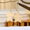 Figurines décoratives 5pc Laser Couture de coupe Géométrie Géométrie pentagramme Stars Natural Bamboo Wood Chips Pendant Diy Mariage Party Charmes