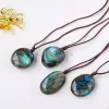 Labradorite Natural Blue Moonlight Stone Drop Drop crassement cru en pierre polie Collier pour les bijoux de fête des femmes