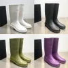 Designer Rain Boots Square Toe Women Rainboots Tjock Sole Ankle Waterproof Boot Fashion Rubber Boot Green White Black Booties