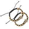 Braccialetti di fascino 2 pezzi perle in croce braccialetto maschio rosario uomo a sospensione gioielli da polso alla moda