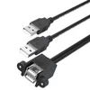 USB -verlengkabel met oren, mannelijke tot vrouwelijke connector met schroefgaten, oorschuim, verlengde twee dubbele poorten USB -verlengkabel