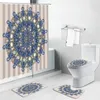Courteaux de douche Fleur ethnique Paisley Medallion Mandala Set Retro Arabic Bathroom Decor Screens Bath Bath Toilet Cover Tapis