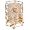 Candle Holders Golden Iron Holder European Geometric Candlestick Romantic Crystal Cup Home Decoration Table