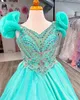 Hot Pink Girl Pageant Dress Teens Metallic Organza Little Kid Princess Birthday Formal Party Gown Toddler Preteens Tiny Young Junior Miss Flower Mint Ruffle Sleeves