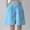 Frauen Shorts Gidyq Frauen Y2K Fracht koreanische losen Gelegenheitssportladies Streetwear High Taille Grau Wide Leg Short Hosen
