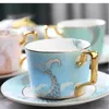 İngiliz ışık lüks seramik kahve fincanı küçük ve tabak seti ev ikindi çayı çiçek kaşığı 240508