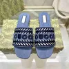 Top Designers Sandals Luxury Vintage Slippers Light Blue Beach Womens Casual Flat Shoes Summer Fall Mules Script Denim Slide Sandal Size 35-41