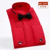 Men's Dress Shirts Wedding Dress Shirt Tailcoat French Cufflinks Shirt Mens Long slved New Top Y240514