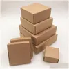 Gift Wrap 50Pcs Mti Size Cute Square Kraft Packaging Box Wedding Party Favor Supplies Handmade Soap Chocolate Candy 230704 Drop Deli Dh6Qd