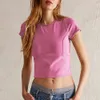 American decorative line design, trendy brand with exposed navel, spicy girl short sleeved T-shirt, women's summer personalized street style, bm top F51427