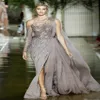 Luksusowe Zuhair Murad Nowe sukienki wieczorowe 2020 jedno ramię z koralikami Crystal High Split Side Celebrity Celebrity suknie