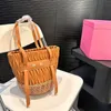 new beach bag vintage tote bag Bamboo braided patchwork leather basket handbags weekend holiday women straw designer Beach Shoulder bags 240514