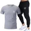 Tracksuits voor heren zomer korte mouw t-shirt zweetpak vintage katoenen T-stukken joggen broek voor mannelijke sport streetwear