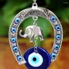 Decorative Figurines 2Pcs Turkey Evil Eye Pendants Amulet With Elephant And Ribbon Wall Hanging Ethnic Lucky Gift Home Car Decorat