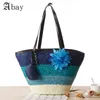 Shoulder Bags Fashion Casual Straw Flowers Bucket Handbags Summer Beach Bag Kint Color Contrast Forever Young