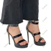 Sukeia nya kvinnor sommarplattform Sandaler Sexiga stilett klackar runt tå vackra svarta bankettskor damer plus oss storlek 5-20