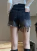 Женские джинсы летняя мода Женщины Сексуальные y2k разорванные двойные грудные шорты для пряжки леди высокая талия нерегулярная градиент кисточки