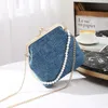 Small Shell Shape Bag For Women Pearls Handle Ladies Purses and Handbag Kiss Lock Chain Strap Crossbody Mini Messenger 240430