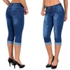 Jeans femminile 2024 Summer Women Ginnee Lunghezza Denim Capri Pants High Wiist Skin Slim Eletly Shorts Stamping senza cuciture