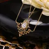 LAMOON Vintage Necklace For Women S925 Silver K Gold Plated Chain Wedding Princess Zircon Pendant Korea Jewelry Gift NI095 240511