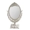 Zilveren plastic vintage decoratieve spiegel kleine ronde make-up slaapkamer spiegel ins tafel kamer staande glazen spiegel