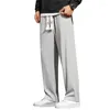 Men's Pants 2024 Casual Ice Silk Light Thin Korean Straight Loose Sweatpants Soft Wide Leg Long Baggy Trousers