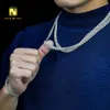 Prix pas cher 2 rangées Sier Chaines Vente Hot Sale Moissanite Diamond Cuban Link 8 mm Bracelet de collier de pendentif Bijoux Hip Hop
