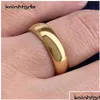 Band Rings Band Rings Classic Gold Color Wedding Ring Tungsten Carbide Women Men Engagement Gift Jewelry Dome Polished Engraving 21071 Dh3Hi