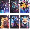 Print lederen portemonnee kisten voor iPad Pro 11 2024 10.9 5 6 8 9 10.2 10.5 Pro Air 11 4 Mini 6 5 4 3 2 1 Butterfly Flower Wolf Cat Schokbestendig Animal Card Slot Holder Flip Cover Pouch