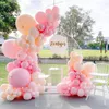 Party Decoration Pink Balloons Garland Arch Kit - Double Stuffed Matte Light And White Cream Peach Latex Balloon For Decorations