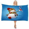 Towel Cute Christmas Snowman 3d Print Blanket Throws Bathroom Bath Quicky-dry Soft Microfiber Beach Mat Gift