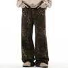 Pantaloni da donna Donne femminile Vintage Leopard Stampa jeans sciolto casual 2024 gamba larga gamba capra