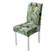 Stoelbekleding tropische planten Elastische universele eettafel Cover Home Cushion Backlest Integrated houten kruk stoel