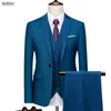 Erkekler için Düğün Takımları Zarif Blazers Set 3 Parçalı Formal Klasik Ceket Yelek Pantolonu Tam Katlar Lüks Business 2024 Kostüm 240513