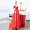 Robes de fête anxin sh princesse en dentelle rouge cou chouage longue robe de soirée luxe perle rose fleur cristal une ligne 1167